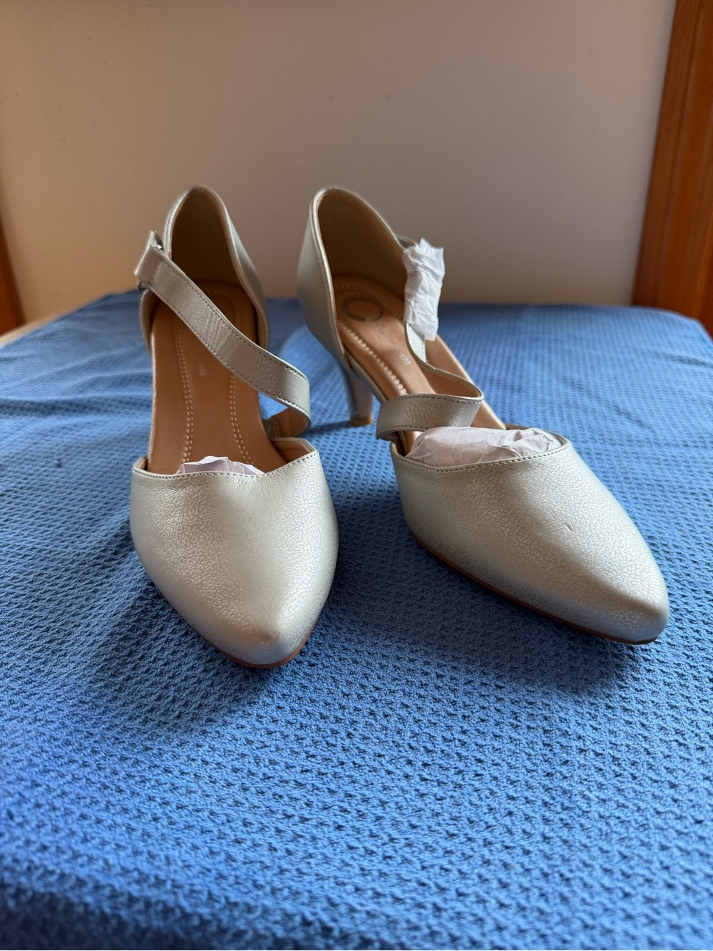Journee Collection Silver  Pointed-Toe Heels with Ankle Strap